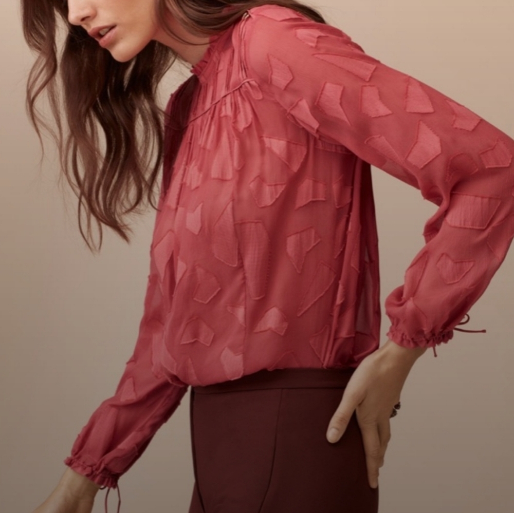 ARITZIA LE FOU WILFRED Red Flowy Henrietta Blouse Top S